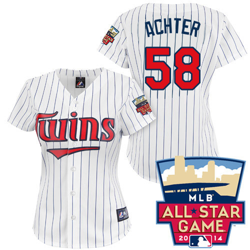 A-J Achter #58 mlb Jersey-Minnesota Twins Women's Authentic 2014 ALL Star Home White Cool Base Baseball Jersey
